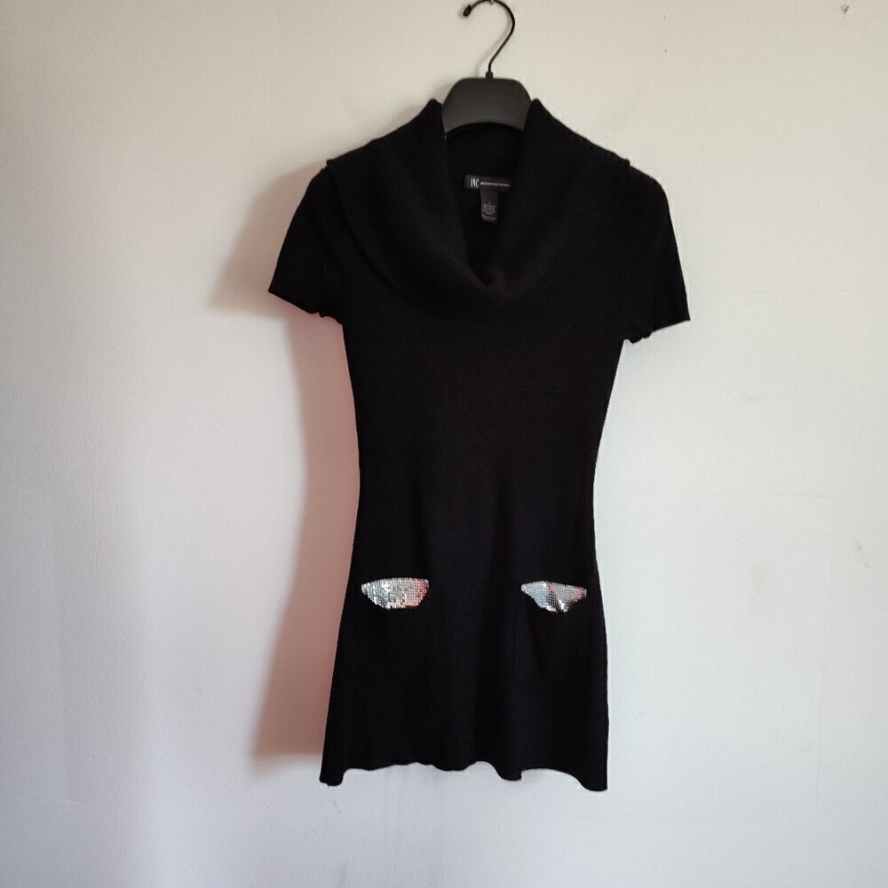 Ladies SZ S Inc Black Cowl Neck Short-Sleeve Sweater